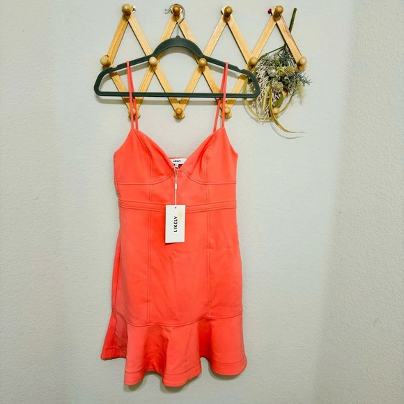 Likely NWT Coral V Neck Mini Dress 4 - Picture 3 of 5